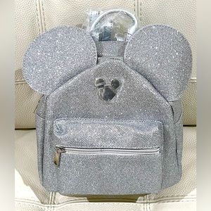 Disney 🆕 Mickey Mouse Glam Silver Metallic Mini Backpack